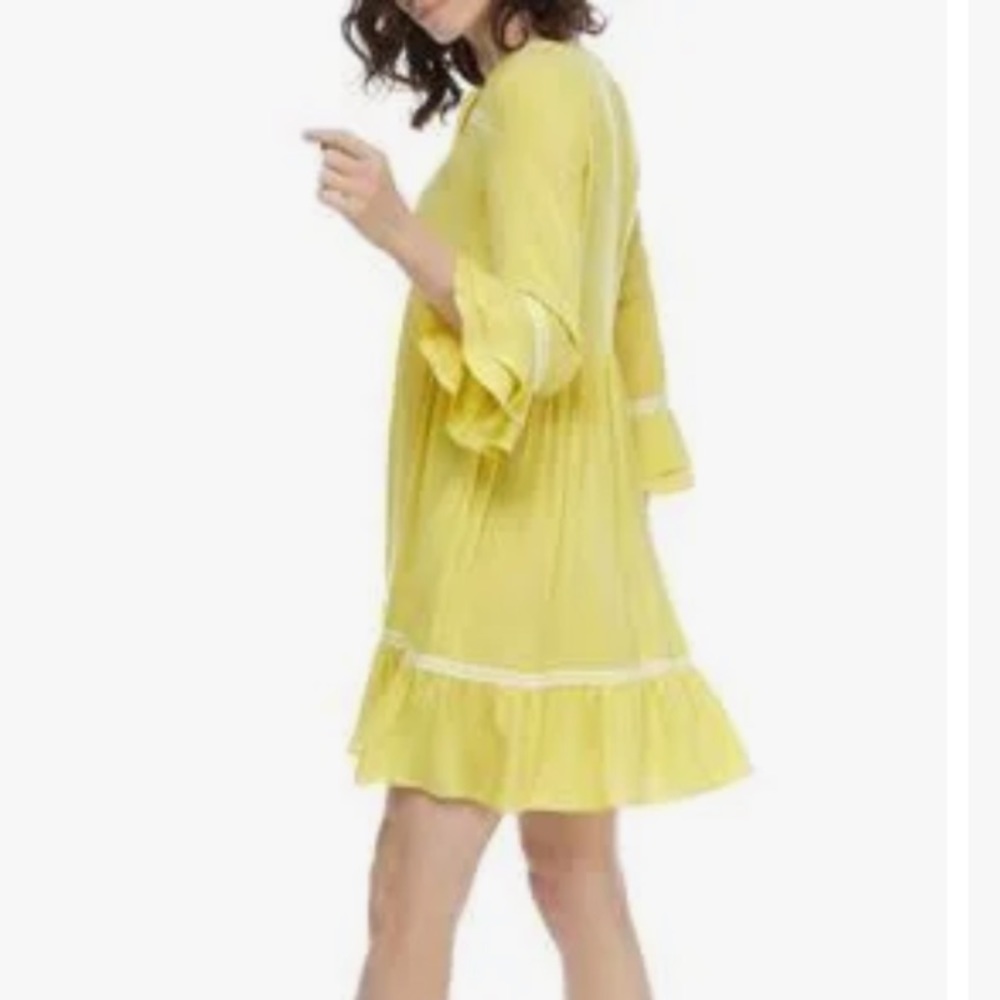 Violet Weekend sunflower yellow peasant dress. NWT